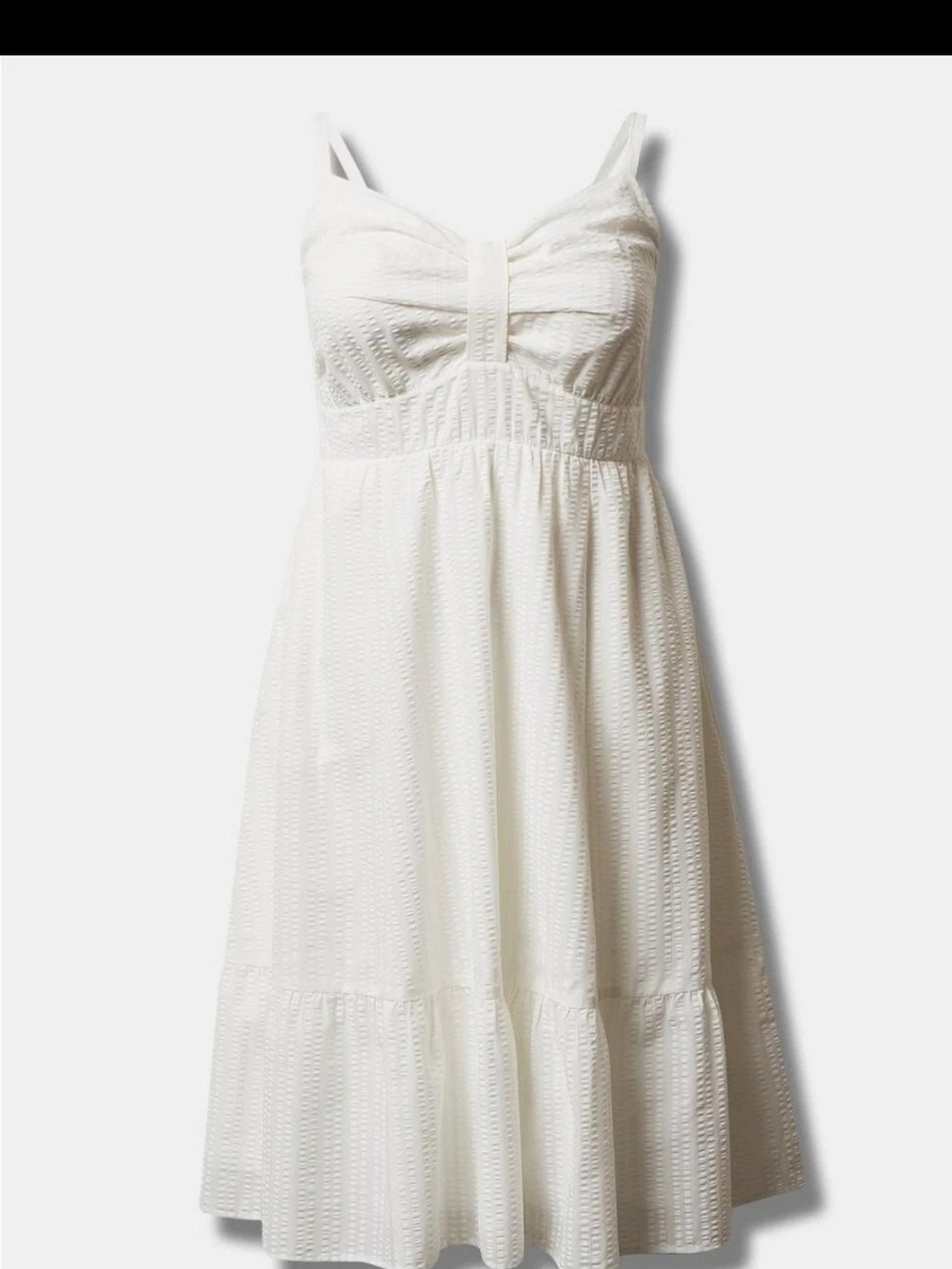 Plus-Size White Midi Sundress with Ruffle Hem - Picture 2 of 6